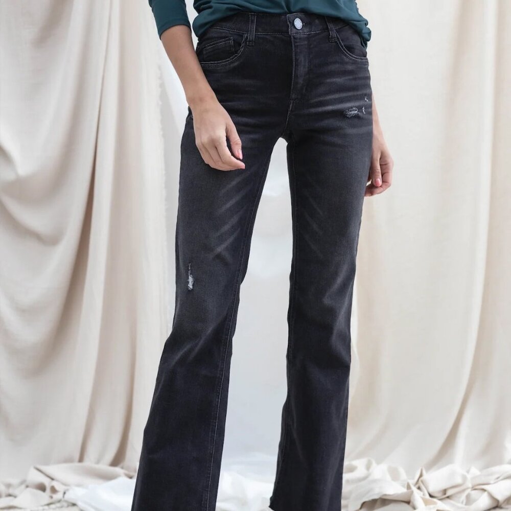 Mac and Me  Black Vintage Boot with Raw Hem Regular